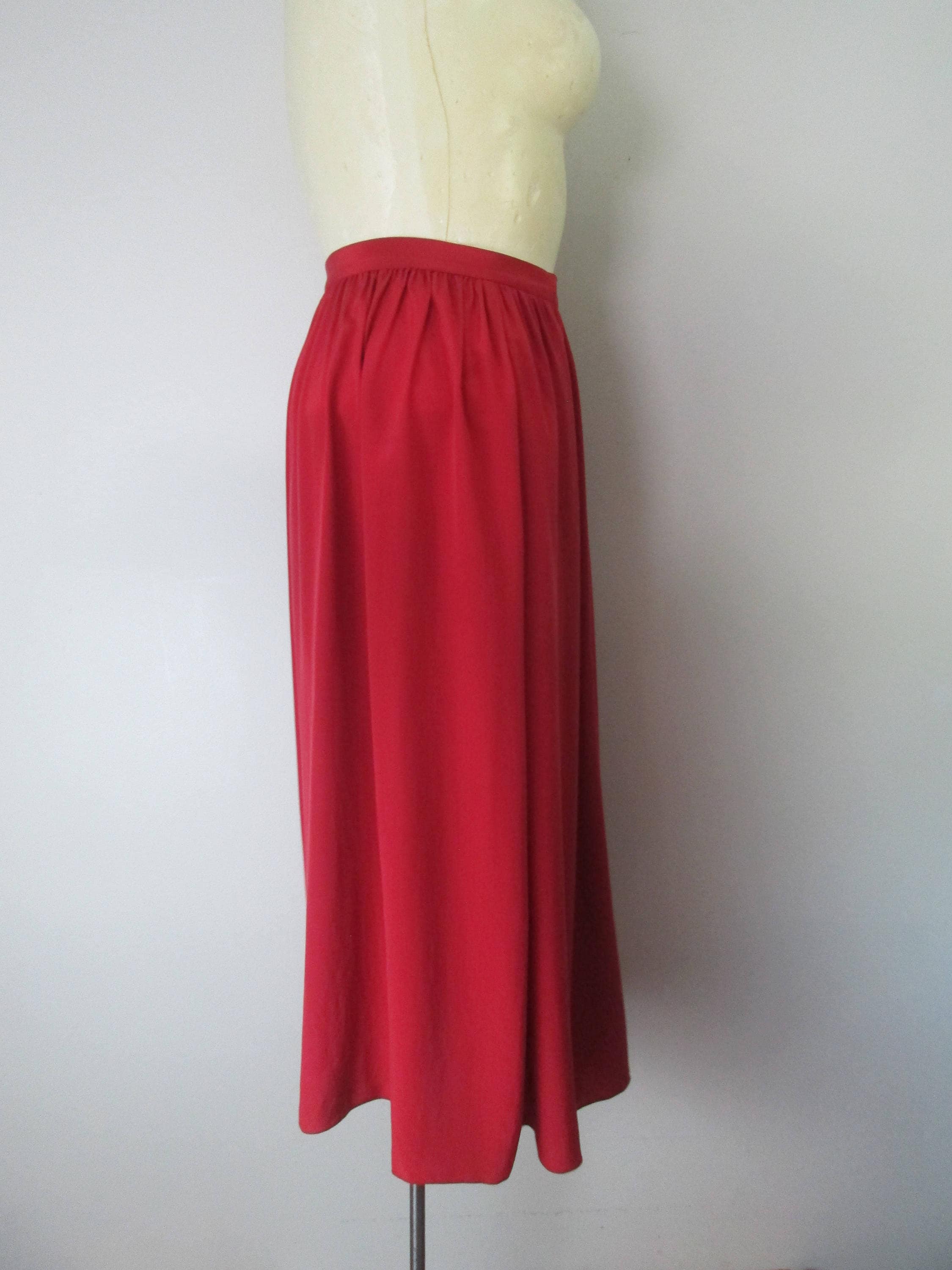 Aurora Red Silk Wrap Skirt 1970s Vogue Chic Fashion Made in - Etsy