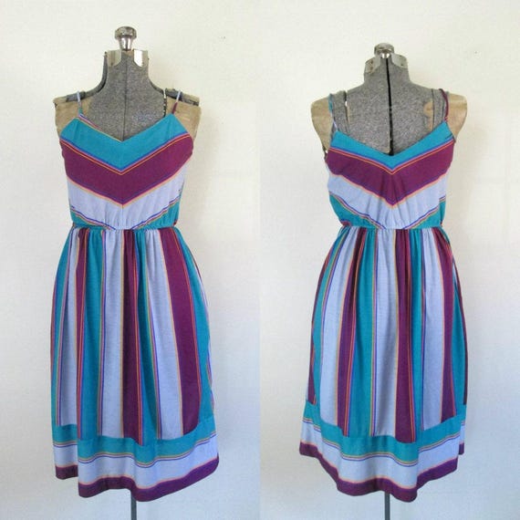 Striped Summer Sundress // Vintage 1970s Chevron S
