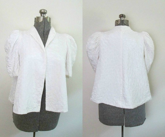 1940s White Quilted Swing Jacket