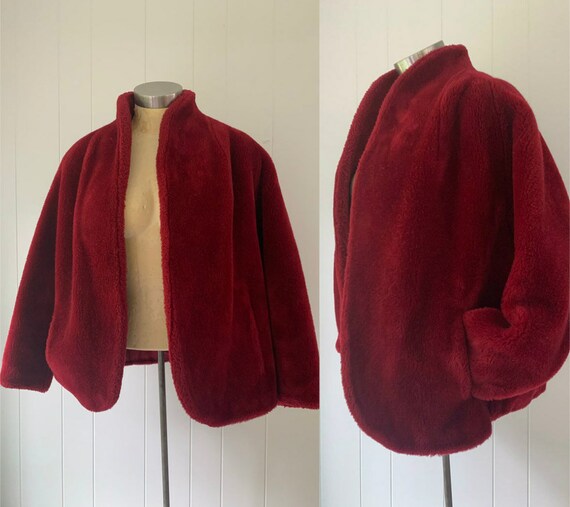 Burgundy Faux Fur Jacket Vintage 1950s O'llegro