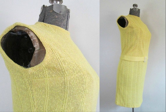 Yellow Boucle Knit Skirt Top Set // Evan-Picone M… - image 2