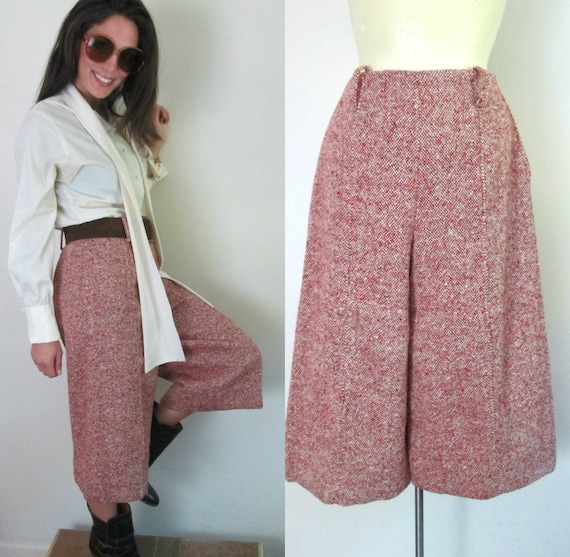 1970s Vintage Gaucho Pants // Fully Lined Wool Twe