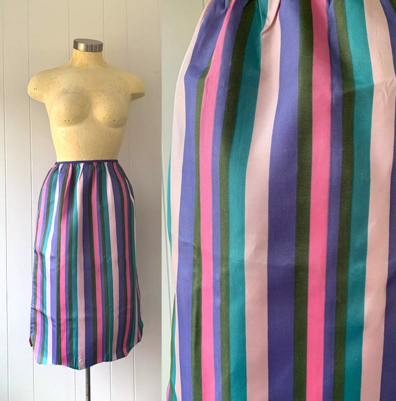 Striped Taffeta Half Slip Skirt // 1950s 1960s Rar