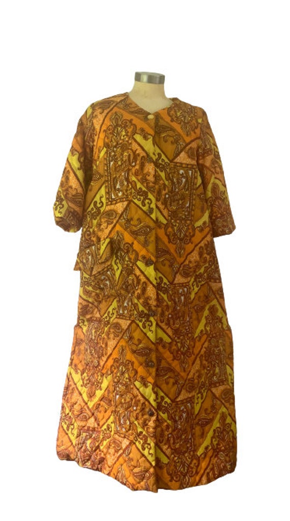 1960s Paisley Quilted Midi Robe // Mid Century De… - image 8