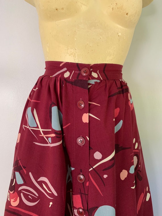 1970s Atomic Print Button Front Skirt - image 5