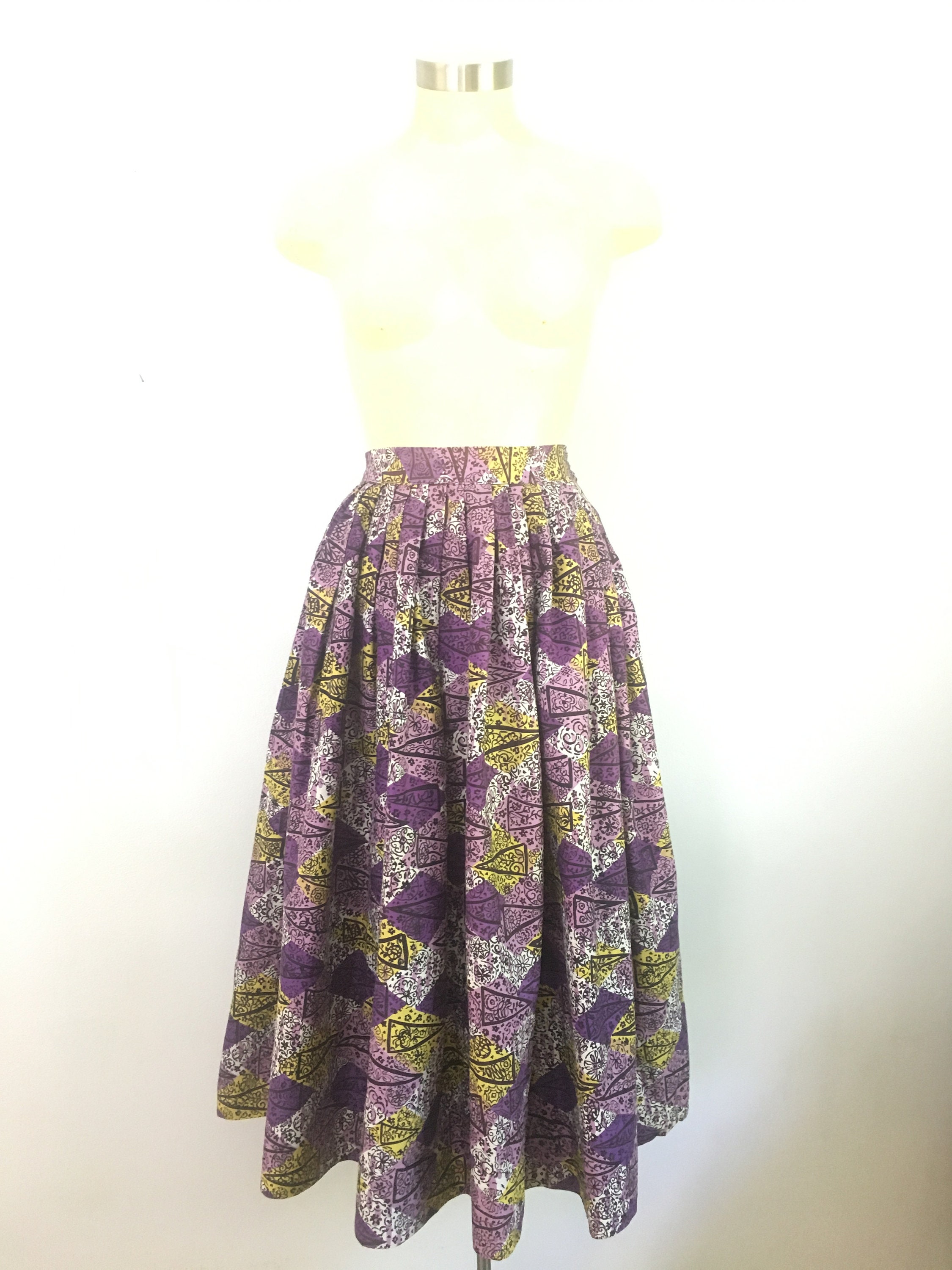 Purple Atomic Print Full Skirt // Mid Century Cotton | Etsy