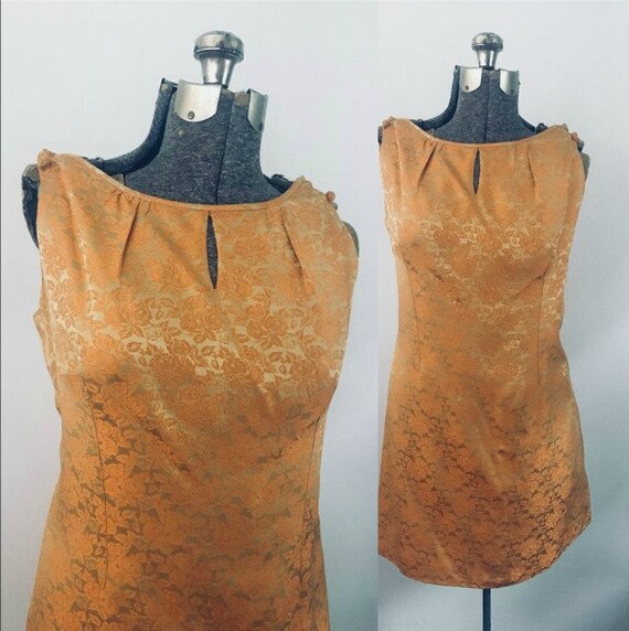 Malia Mid Century 1960s Brocade Mini Dress