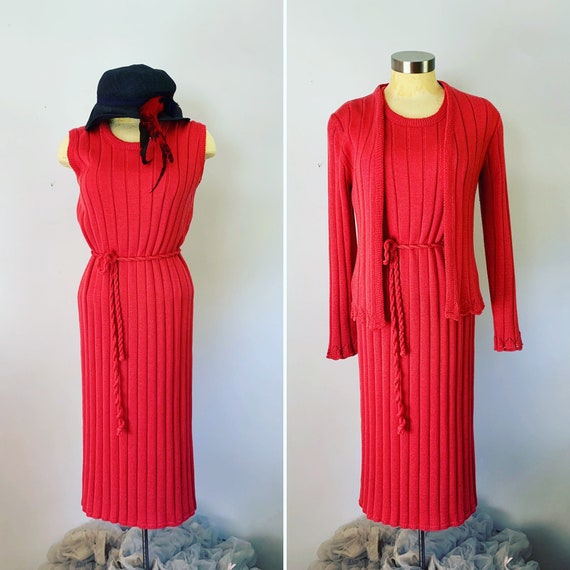 Two Piece Sweater Dress // Ribbed Knit Sleeveless