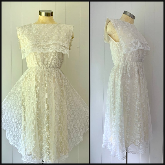 Gunne Sax Antique White Lace Dress