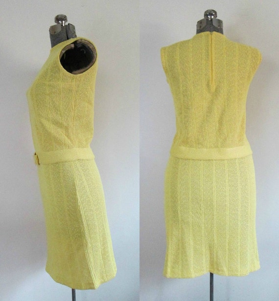 Yellow Boucle Knit Skirt Top Set // Evan-Picone M… - image 3