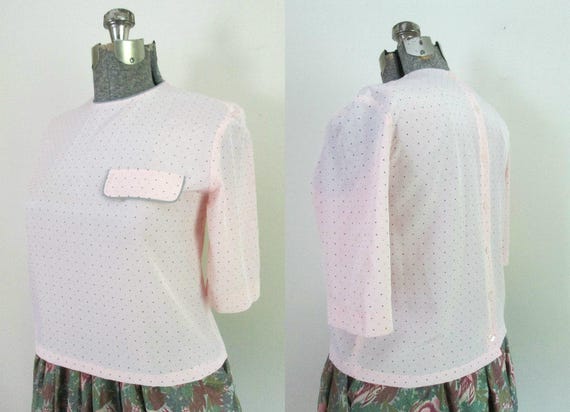 1980s Pink and Gray Polka Dot Blouse // Evan-Pico… - image 2