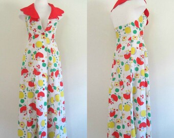 Vintage 1960s Pink Dotted Swiss Gown Backless Sleeveless Maxi Dress Size S Petal Pink Backless Dress 60s Backless Gown