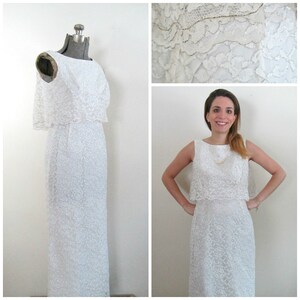 1960s Lace Wedding Dress // Silver Thread Straight Skirt | Etsy