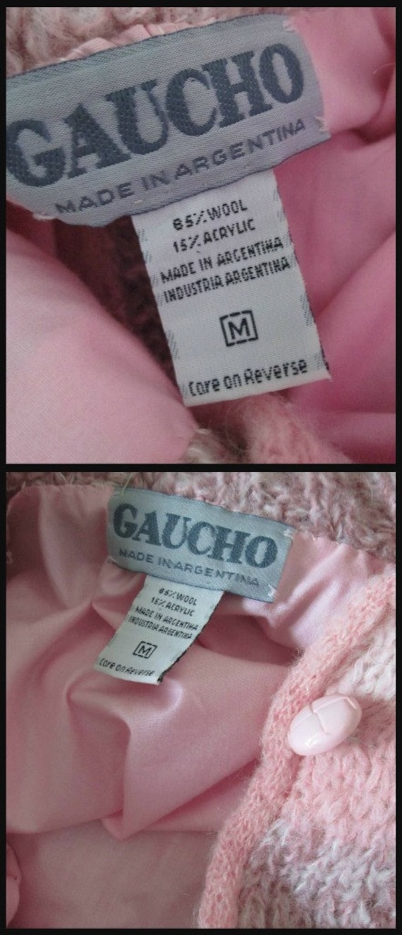 Vintage Pink Wool Gaucho Jacket / Baseball Style … - image 5