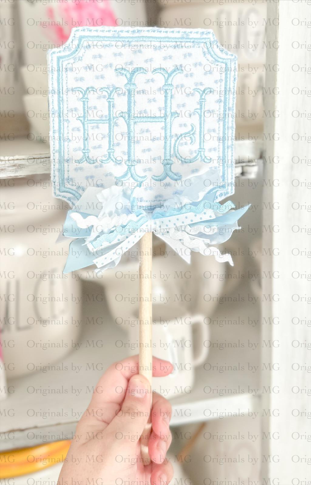 Monogrammed Embroidered Cake Topper: Baby Shower Birthday Decoration - Etsy