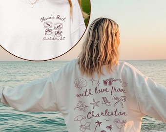 Cheers to Charleston Bachelorette Sweater, Custom Bride Name Tee, Girl Trip Bach Party, Coastal Last Toast Coast, with love from Themed Tee
