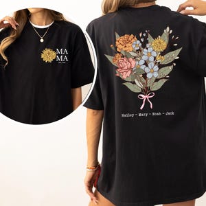 Comfort Colors® Personalized Nana&#39;s Garden Shirt, Custom Birth Flowers and Names, Custom Names Flowers Mama&#39;s Garden Shirt, Mothers Day Gift