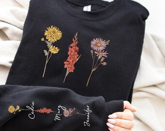 Custom Birth Month Flower Sweatshirts, Gifts for Mom, Personalized Mom Sweatshirts, Mothers Day Sweatshirts, Momma Sweaters, New Mom Gifts