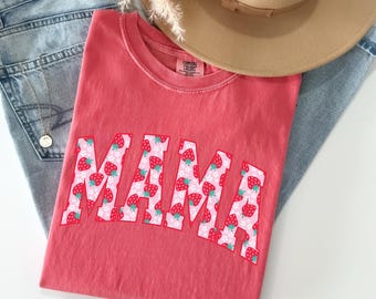 Comfort Colors® Strawberry Mama T Shirt, Strawberry Mom Shirt, First Mothers Day Gift For Mama, Baby Announcement, Cute Strawberry Tee