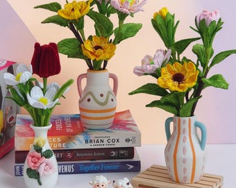 Minimalist Velvet Flower Arrangement | Elegant Spring Home Decor & Housewarming Gift