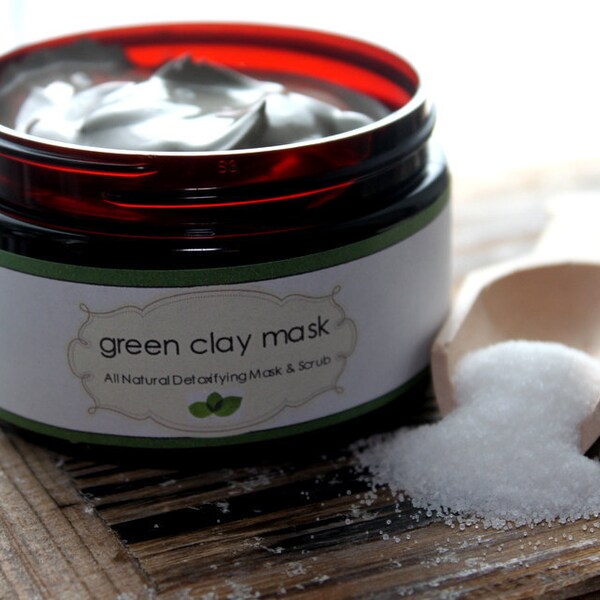 Green Sea Clay Mask/Scrub- Your Way. Pick either Au Naturale, Sea Salt or Walnut Scrub.