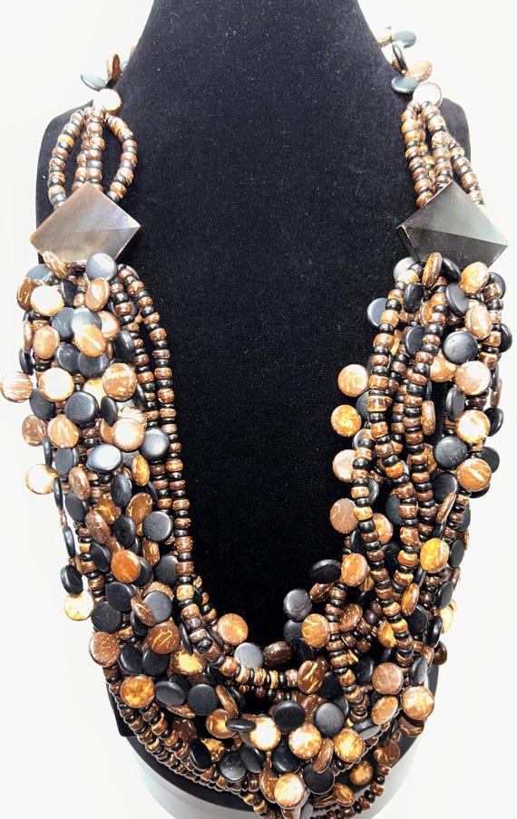 Multi-Strand Brown/Black Bib/Statement Necklace - image 11