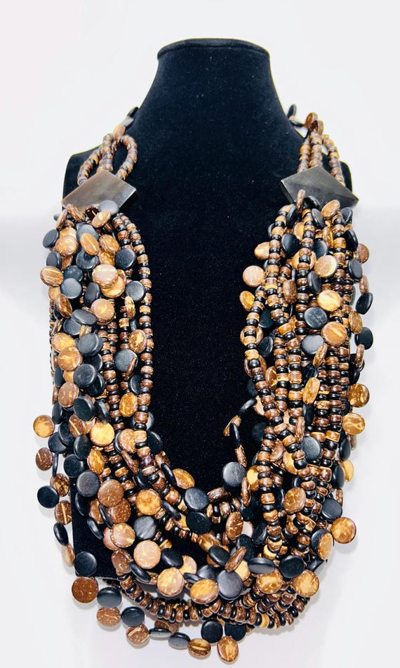 Multi-Strand Brown/Black Bib/Statement Necklace - image 10