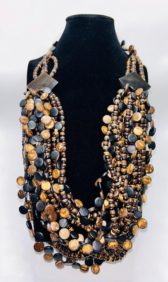 Multi-Strand Brown/Black Bib/Statement Necklace - image 2