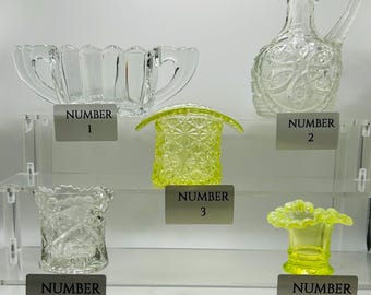 Collection of Antique Glass Items Uranium/Vaseline/Manganese