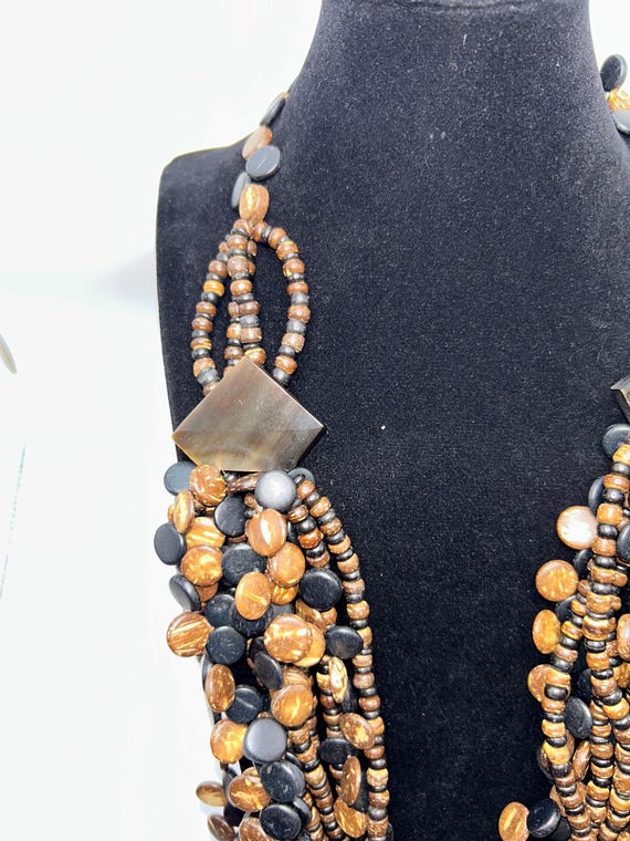 Multi-Strand Brown/Black Bib/Statement Necklace - image 3