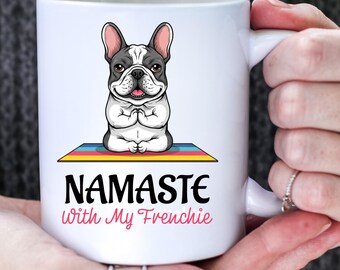 French Bulldog Yoga Ceramic Coffee Mug, Funny Frenchie Lover Gift
