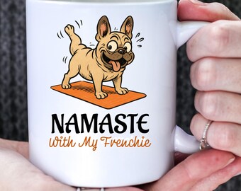 French Bulldog Yoga Ceramic Coffee Mug, Funny Frenchie Gift