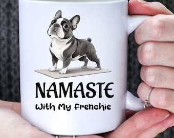 French Bulldog Yoga Ceramic Mug, Frenchie Lover Gift