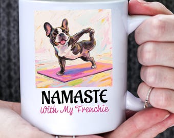French Bulldog Yoga Ceramic Mug, Funny Dog Lover Gift