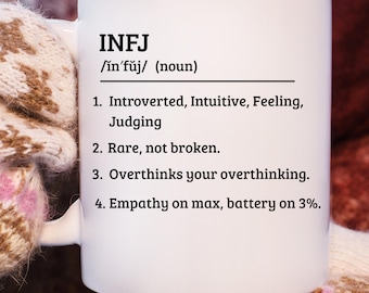 INFJ Dictionary Mug - Professional Empath MBTI Gift - Myers Briggs Personality Coffee Tea Cup