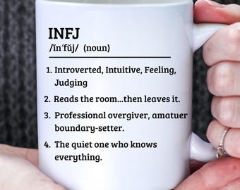 INFJ Personality Trait Mug | Myers-Briggs Type 11 oz. Coffee Tea Cup | MBTI