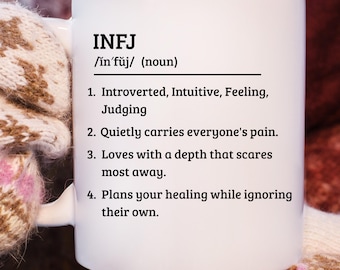 INFJ Personality Mug - Funny Myers Briggs Trait Gift - 11oz Ceramic Coffee Cup for Introverts