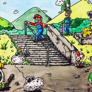 Mario Characters Original Handsketched Drawing