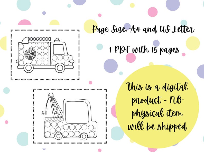 Printable Dot Marker Trucks Activity Book for Toddlers, 15 Pages ...