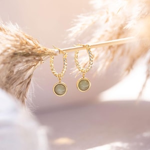 Natural Jade Hoop Earrings