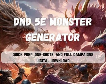 DnD Monster Table | Digital Download | DnD Characters | 5E Creature Builder | Low Prep | DM tools | Dungeons and Dragons | rpg | Cheat Sheet