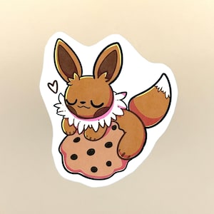 Carino Eevee con adesivo per biscotti – Regalo Pokemon kawaii per ragazzo adolescente, ragazza, amico, sorella, fratello, collega – Dolce estetica anime pastello