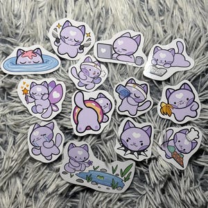 Confezione di adesivi a forma di gatto, divertenti e pastello, regalo per bambini, adolescenti e adulti, adesivi in vinile kawaii per laptop, planner, diario, compleanno, amici e sorelle.