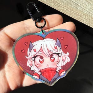 Modeus Keychain – Helltaker Fan Holo Rainbow Accessory