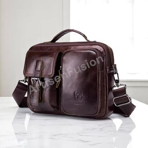 Sac à bandoulière en cuir pour homme – Sac à bandoulière messager d'affaires | Sacoche décontractée style porte-documents pour le bureau, le travail et les voyages