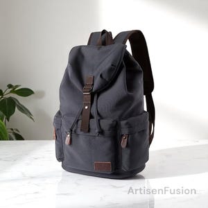 Sac à dos en toile vintage pour homme - Sac pour ordinateur portable 15,6 pouces, sac à dos de voyage grande capacité, sac de transport unisexe durable, sac à dos de travail décontracté