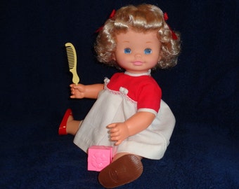 Mattel Vintage CHATTY Patty Doll ~TALKS Loud/Clear ~Beautiful Blonde Curls ~Deluxe Reading Dress ~Singing Chatty Shoes ~Chatty Cathy ~CLEAN
