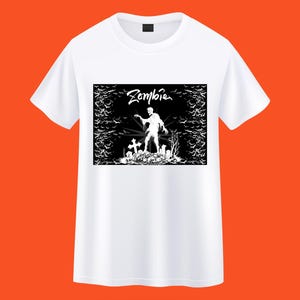 76. Zombie T-Shirt, Horror Graphic Tee, Undead Aesthetic Shirt, Halloween Zombie T Shirt, Scary Theme Shirt, Texora Creepy Design T-Shirt