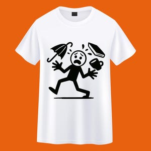 158. 棒人間不器用シャツ、面白い漫画Tシャツ、ユーモア棒人間Tシャツ、スティックグラフィックTシャツ、Texora Fun Tシャツ、遊び心のある雰囲気のシャツ