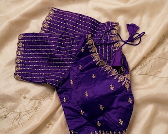 Heavy Banarasi Silk Blouse: Bollywood Party Wear, Gliter Sequance , Jari and Dori Work.